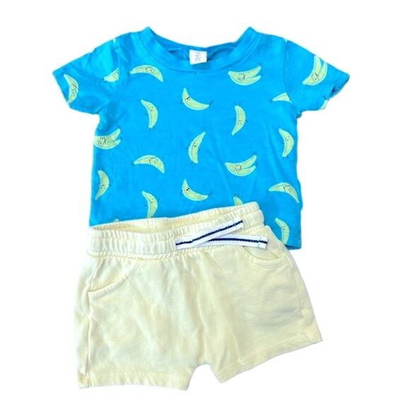 Tucker & Tate Easy Peasy T-Shirt & Shorts Set In Blue River Bananas, Kids 3M - Picture 2 of 5
